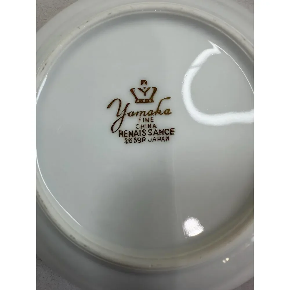 Yamaka Fine China Renaissance 2659R Fruit Bowls Set of 4, Sage Green Gold